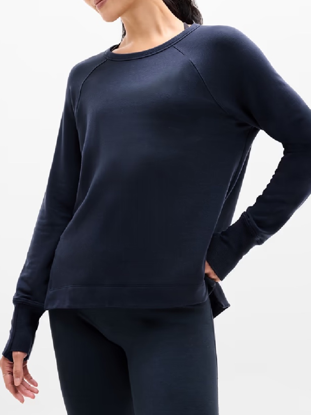 NWT ATHLETA PREMIUM TENCIL LUXE RECOVER NAVY CREW NECK EXTREMELY SOFT SWEATSHIRT